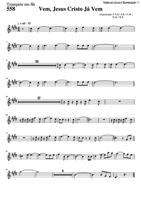 Partitura da música 558 – Vem, Jesus Cristo Já Vem v.3