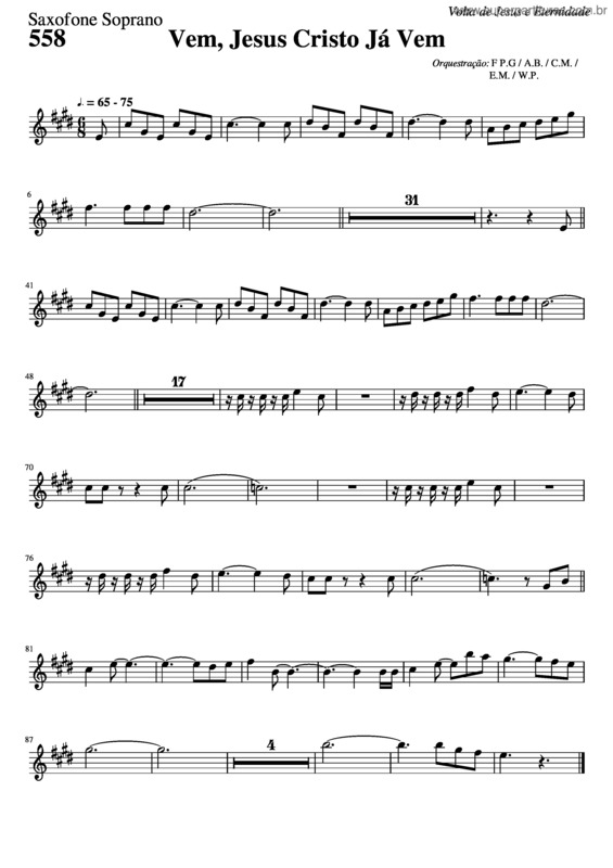 Partitura da música 558 – Vem, Jesus Cristo Já Vem v.4
