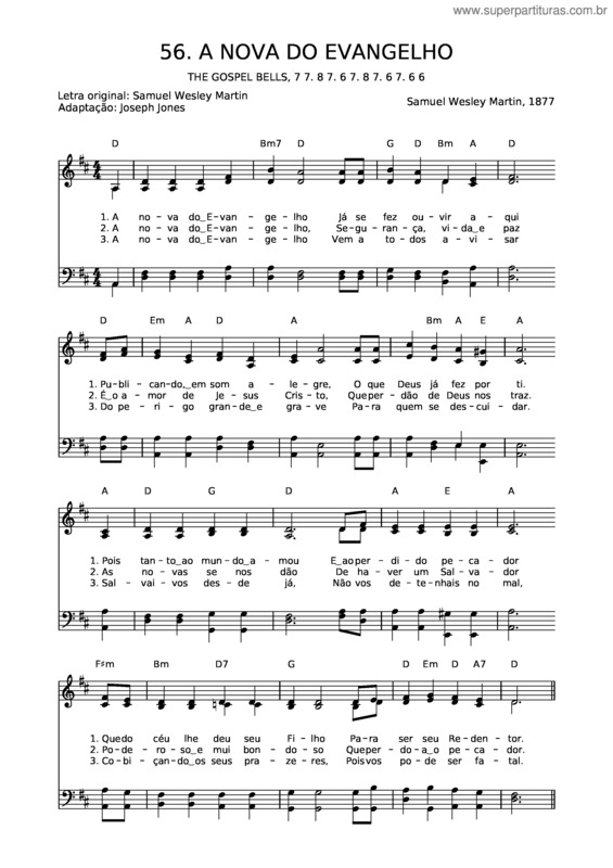 Partitura da música 56 A Nova Do Evangelho