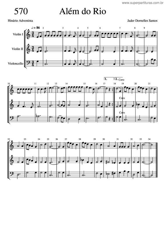 Partitura da música 570 Além Do Rio