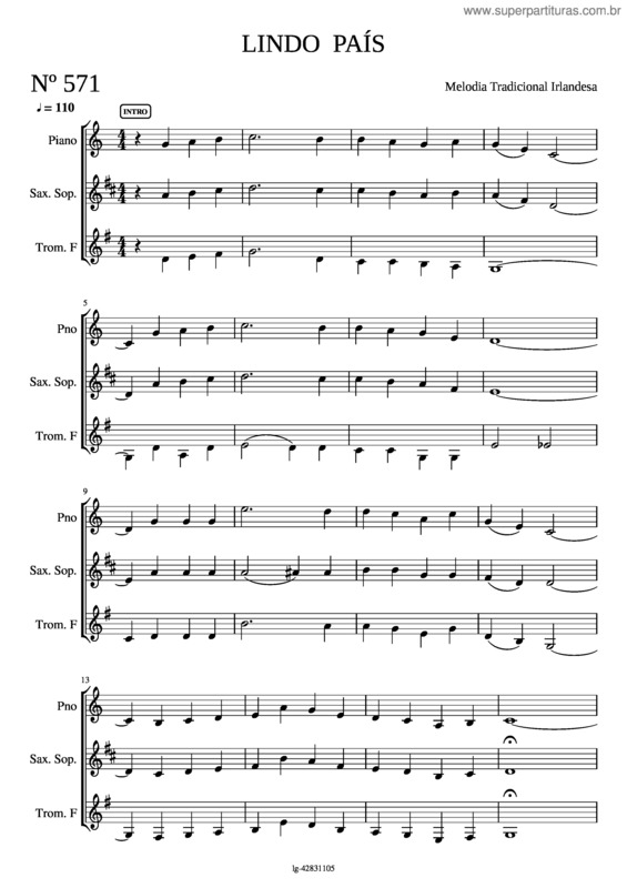 Partitura da música 571 – Lindo País