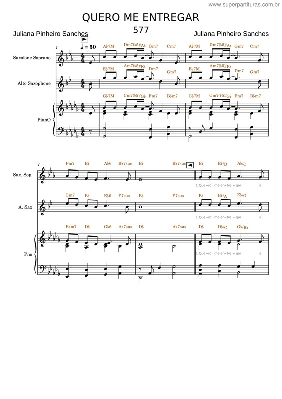 Partitura da música 577 – Quero Me Entregar