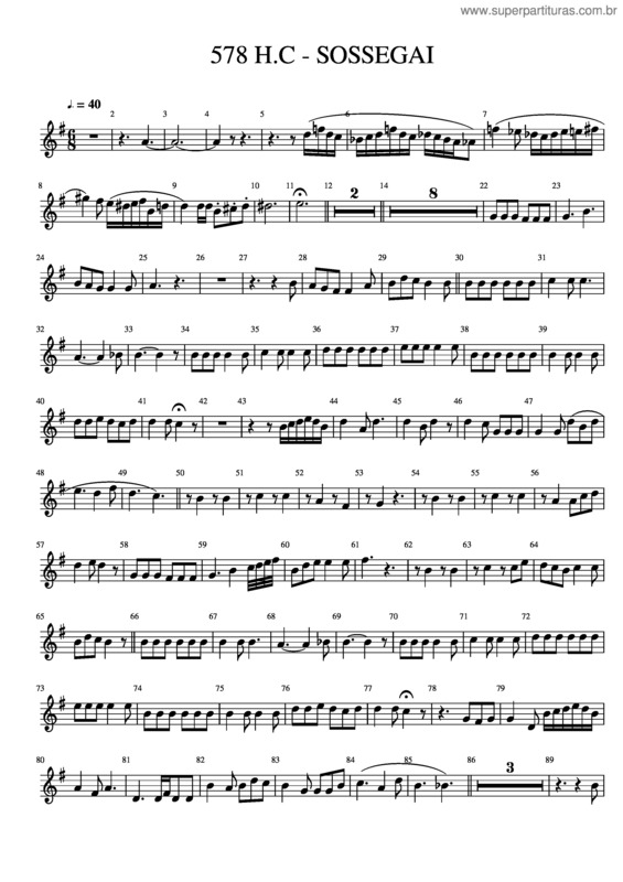 Partitura da música 578 H.C – Sossegai