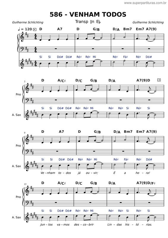 Partitura da música 586 – Venham Todos