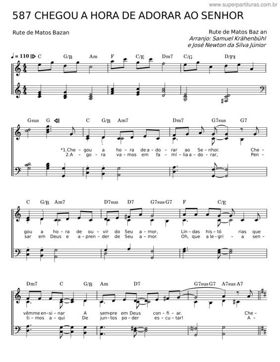 Partitura da música 587 Chegou A Hora De Adorar Ao Senhor