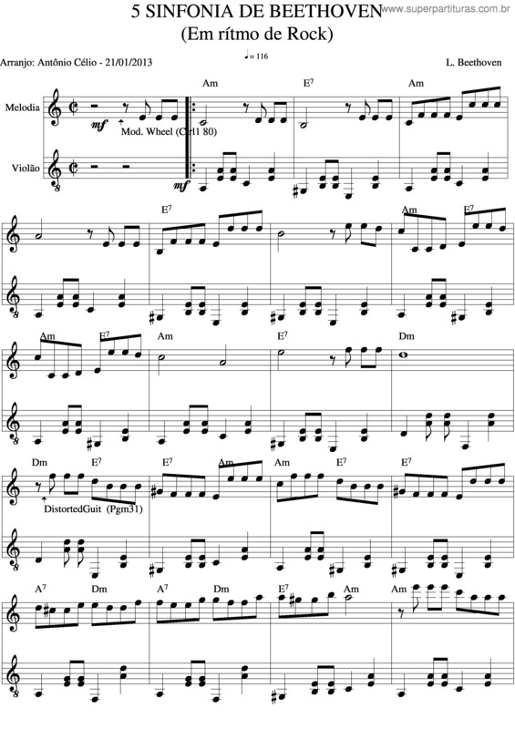 Partitura da música 5A Sinfonia De Beethoven