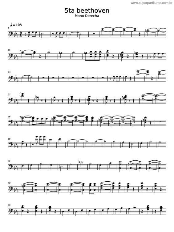 Partitura da música 5Ta Sinfonia – Ludwig Van Beethoven v.2