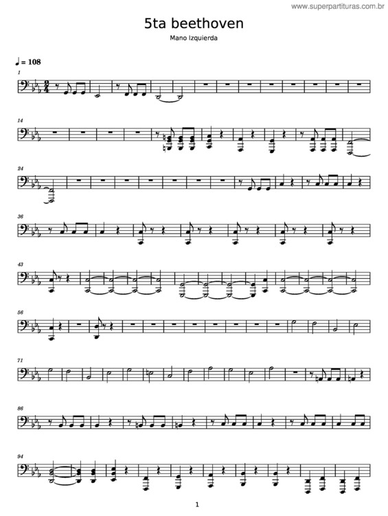 Partitura da música 5Ta Sinfonia – Ludwig Van Beethoven