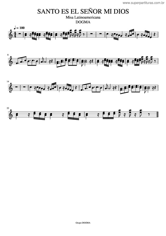 Partitura da música 6.– Santo Es El Señor Mi Dio