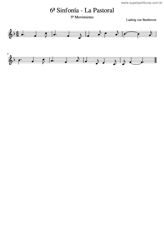 Partitura da música 6ª Sinfonía – La Pastoral