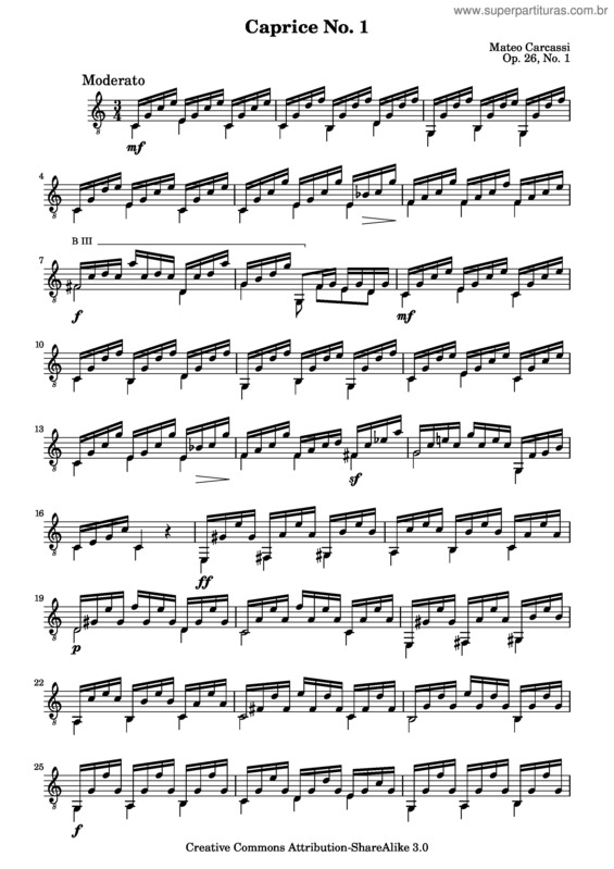 Partitura da música 6 Caprices v.2