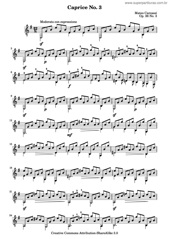 Partitura da música 6 Caprices v.4