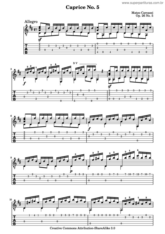 Partitura da música 6 Caprices v.5