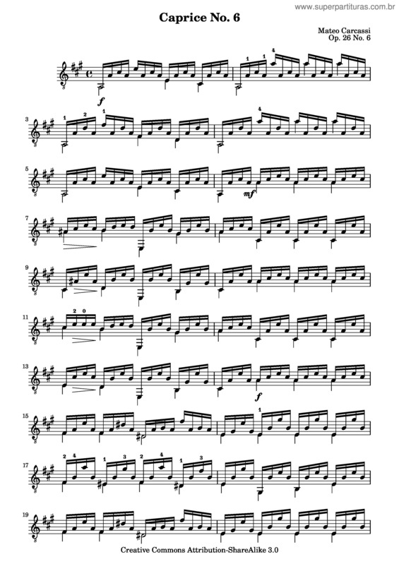 Partitura da música 6 Caprices v.6