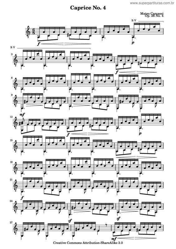 Partitura da música 6 Caprices v.7