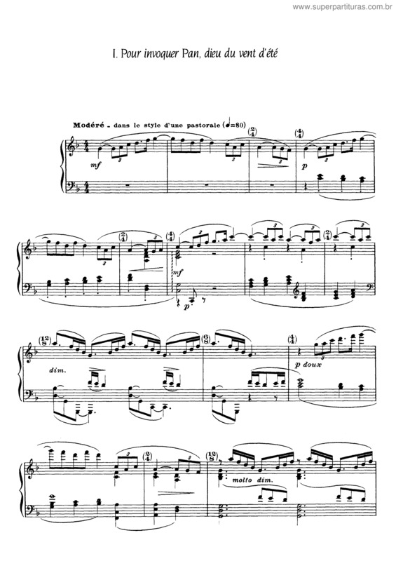 Partitura da música 6 Epigraphes Antiques