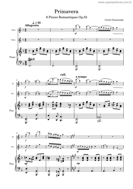 Partitura da música 6 Pièces Romantiques, Op.55 – Cécile Chaminade – Primavera Trio