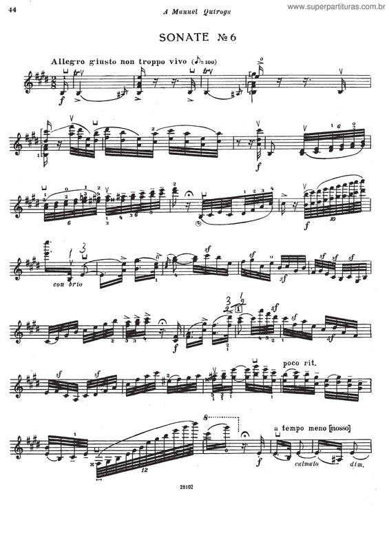 Partitura da música 6 Sonatas for Solo Violin v.3