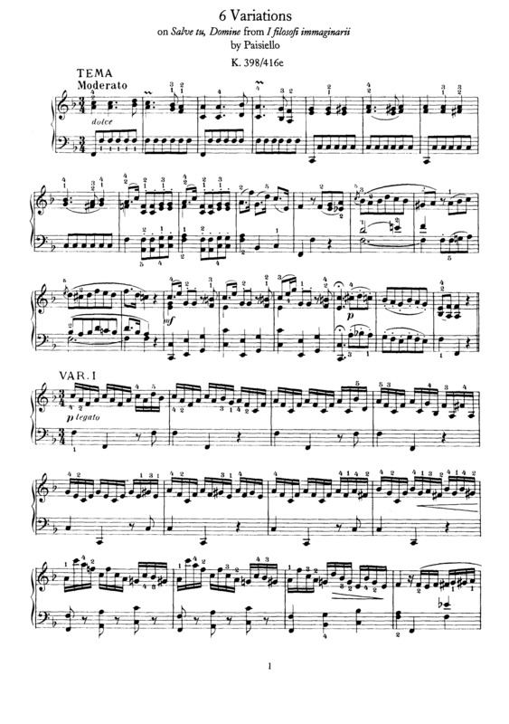 Partitura da música 6 Variations on `Salve tu, Domine`