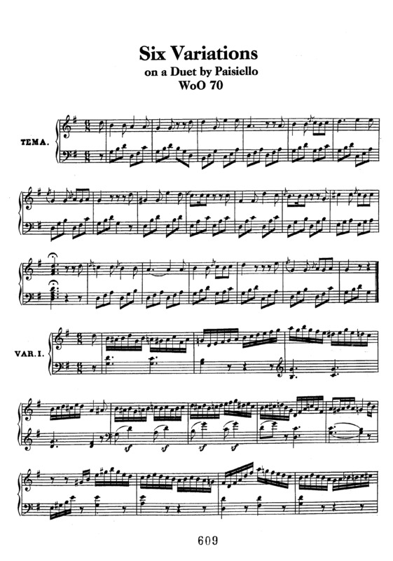 Partitura da música 6 Variations on a Duet by Paisiello
