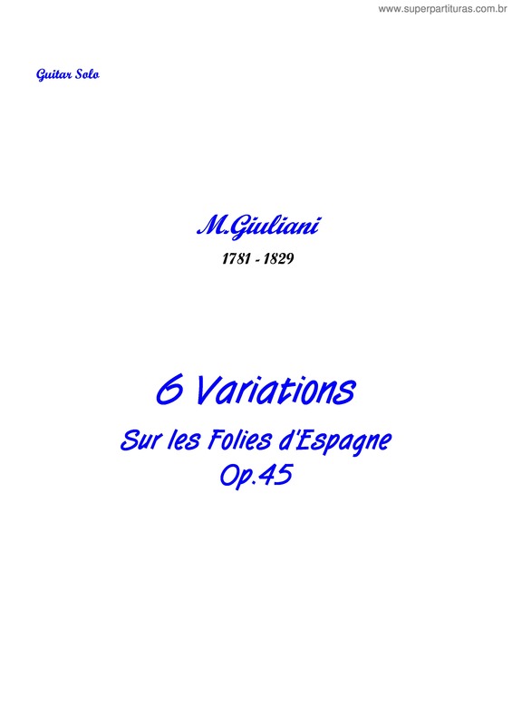 Partitura da música 6 Variations v.3