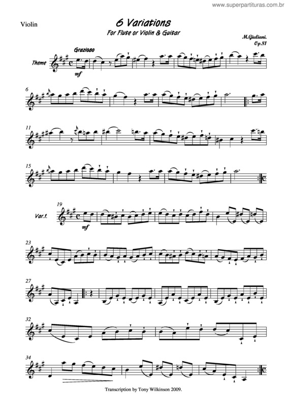 Partitura da música 6 Variations v.7