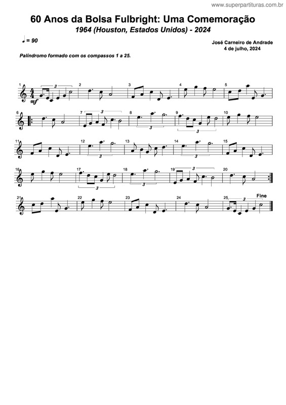 Partitura da música 60 Anos Da Bolsa Fulbright: Uma Comemoração