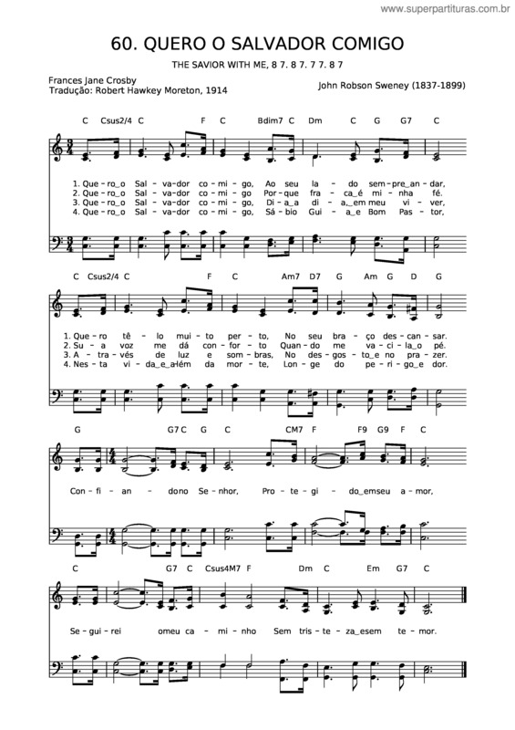 Partitura da música 60 Quero O Salvador Comigo