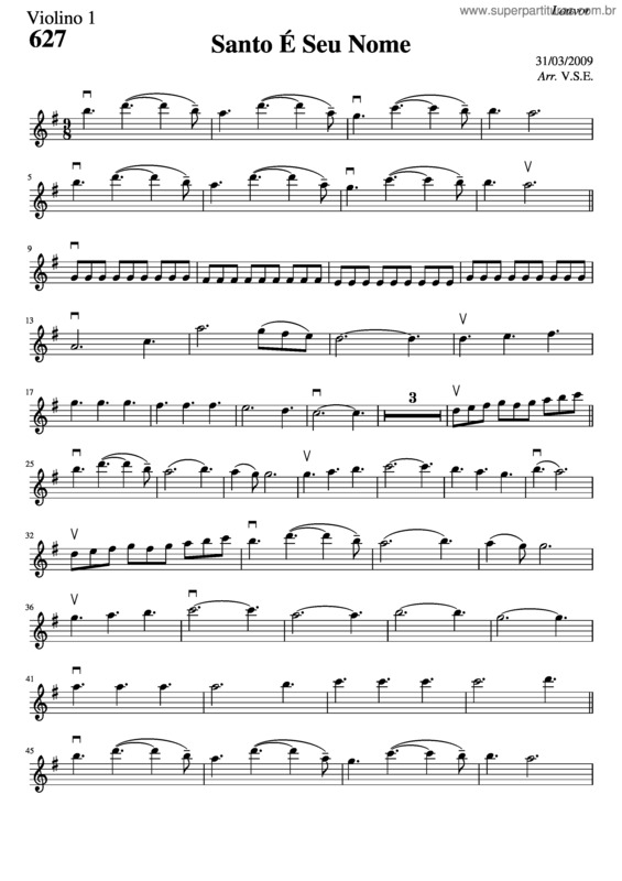 Partitura da música 627 – Santo É Seu Nome v.10