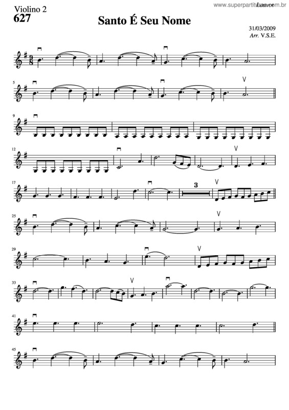 Partitura da música 627 – Santo É Seu Nome v.11