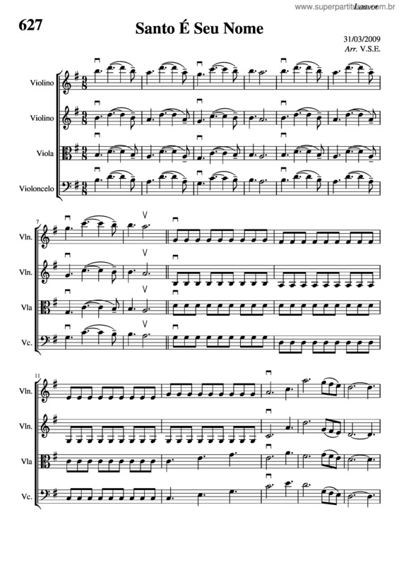 Partitura da música 627 – Santo É Seu Nome v.14