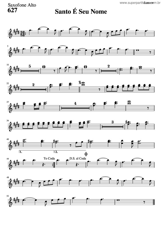 Partitura da música 627 – Santo É Seu Nome v.2