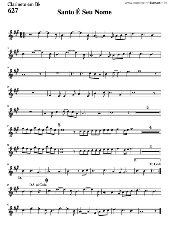 Partitura da música 627 – Santo É Seu Nome v.3