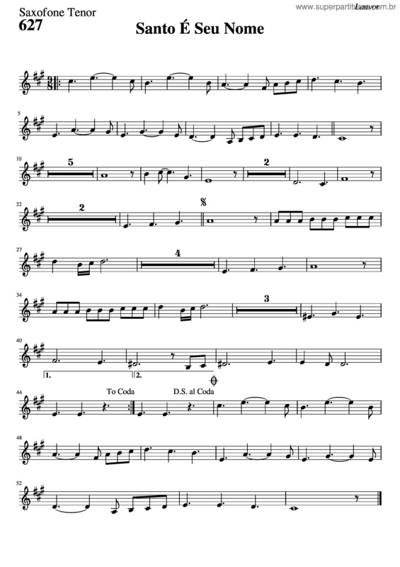 Partitura da música 627 – Santo É Seu Nome v.6