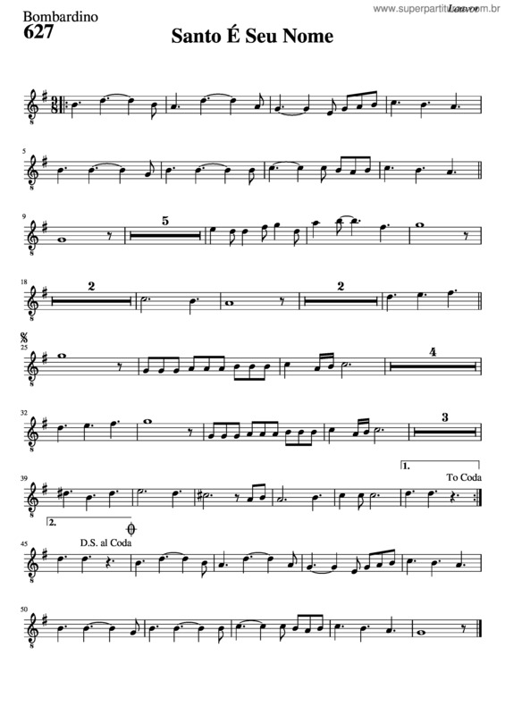 Partitura da música 627 – Santo É Seu Nome v.7