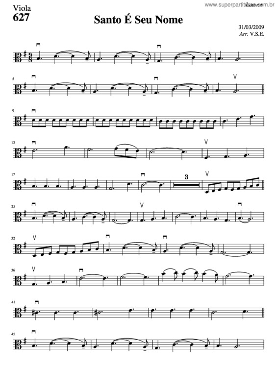 Partitura da música 627 – Santo É Seu Nome v.9