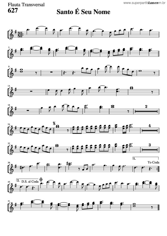 Partitura da música 627 – Santo É Seu Nome