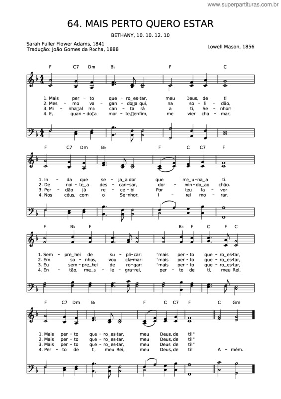 Partitura da música 64 Mais Perto Quero Estar