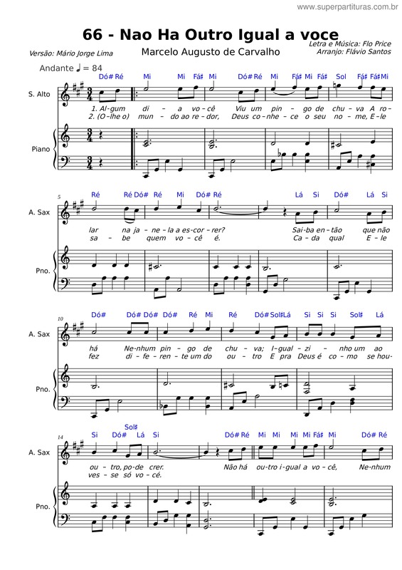 Partitura da música 66 – Nao Ha Outro Igual A Voce – V4