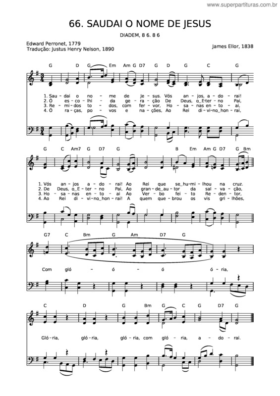Partitura da música 66 Saudai O Nome De Jesus