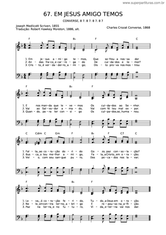 Partitura da música 67 Em Jesus Amigo Temos