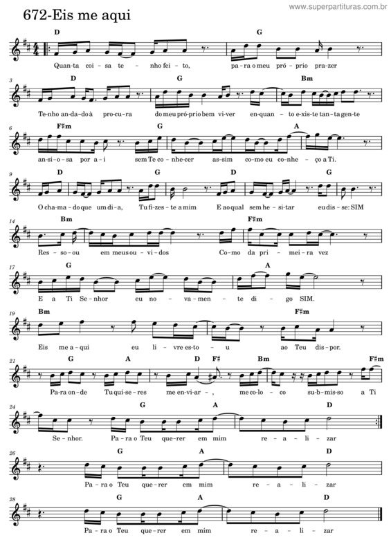 Partitura da música 672 Eis Me Aqui