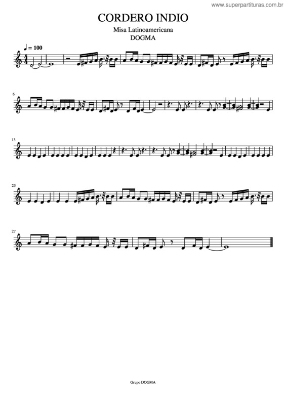 Partitura da música 7.– Cordero Indio