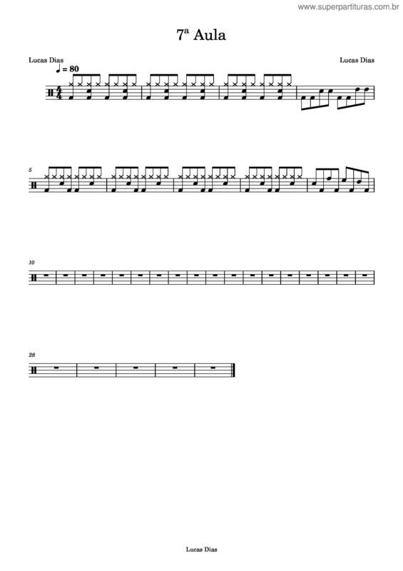 Partitura da música 7ª Aula