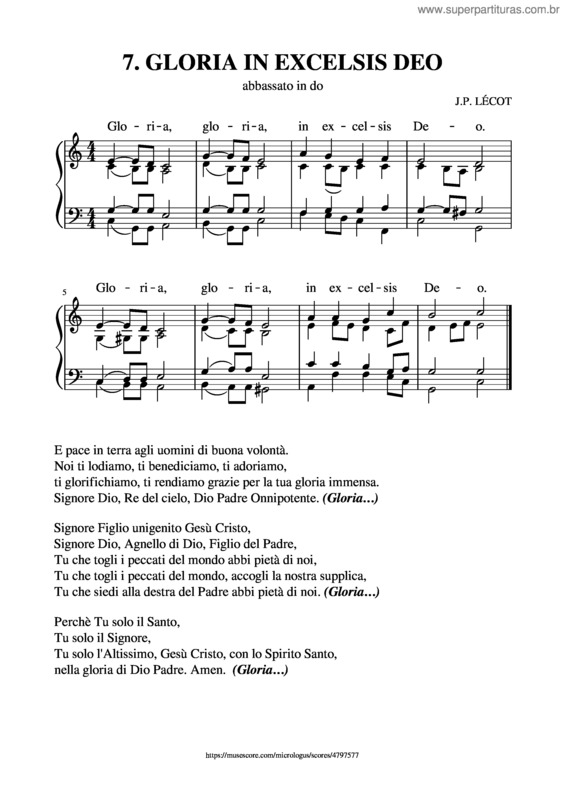 Partitura da música 7. Gloria In Excelsis Deo