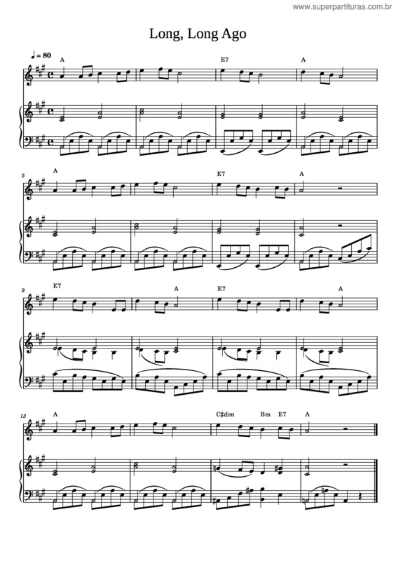 Partitura da música 7. Long Long Ago