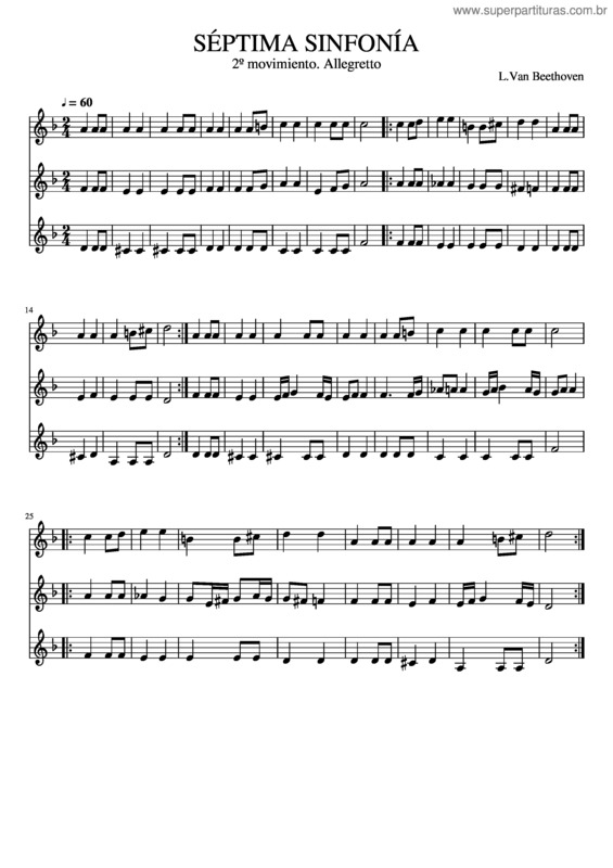 Partitura da música 7ª Sinfonía De Beethoven– 2º Movimiento