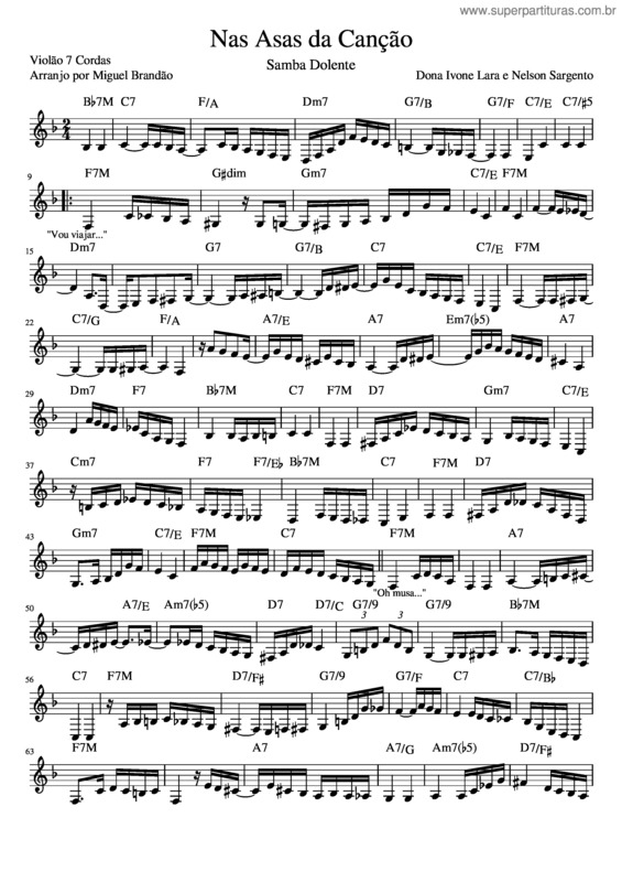Partitura da música 7 Cordas Nas Asas