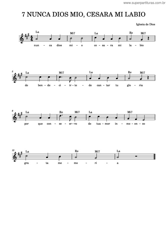 Partitura da música 7 Nunca Dios Mio, Cesara Mi Labio