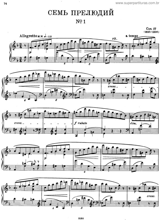 Partitura da música 7 Preludes v.2